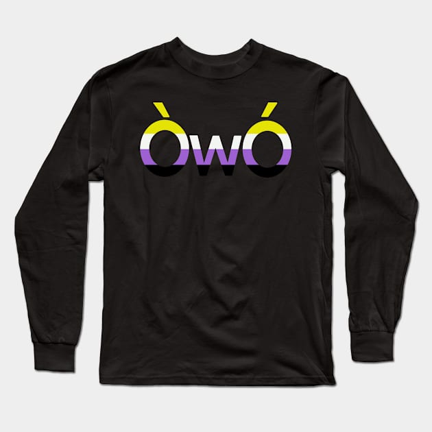 ÒwÓ nonbinary angry owo pride emoticon Long Sleeve T-Shirt by Skrayer1219